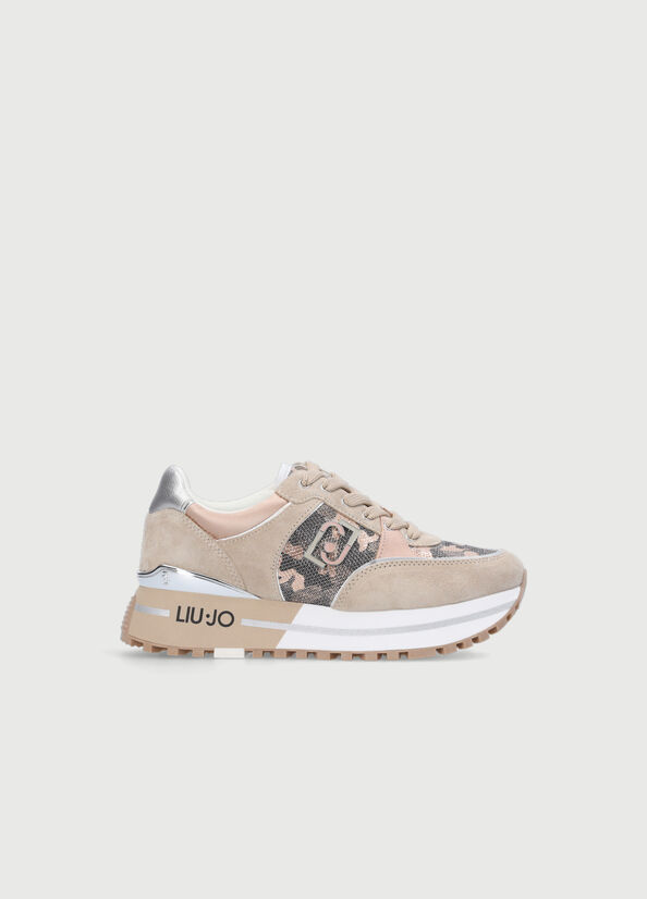 Beige Liu Jo Camouflage Mesh Platform Women's Sneakers | UPD-269480