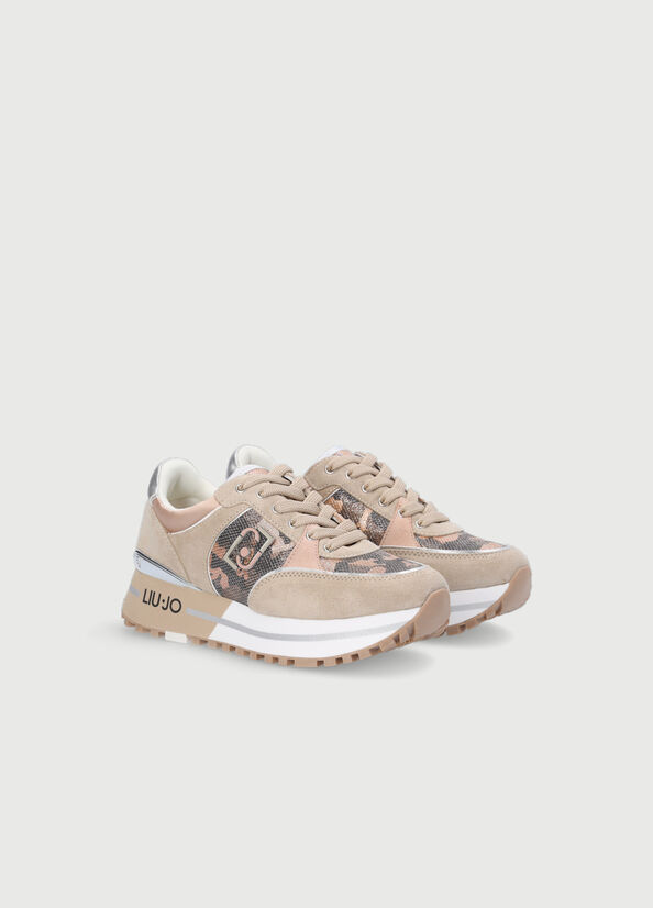 Beige Liu Jo Camouflage Mesh Platform Women's Sneakers | UPD-269480