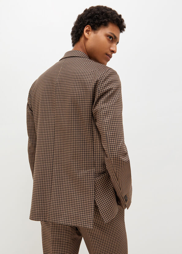 Beige Liu Jo Checked Blazer Men's Jackets | RSO-409518