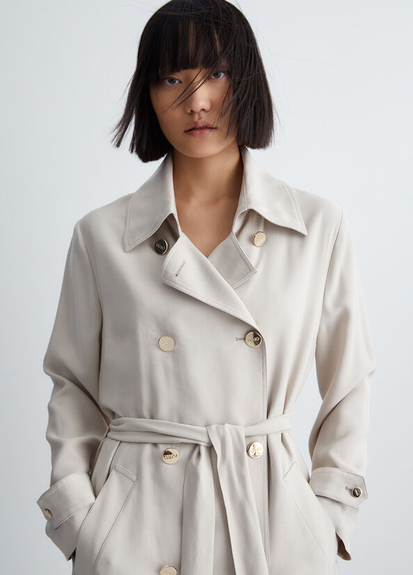 Beige Liu Jo Double-Breasted Trench Women's Coats | UJA-519268