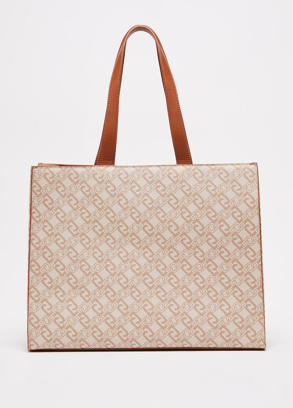 Beige Liu Jo Eco-FriendlyWith Print Women's Shopper Bag | GCZ-470621