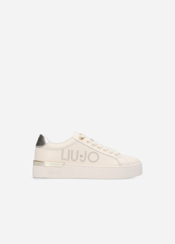 Beige Liu Jo Leather With Logo Women\'s Sneakers | EXC-098372