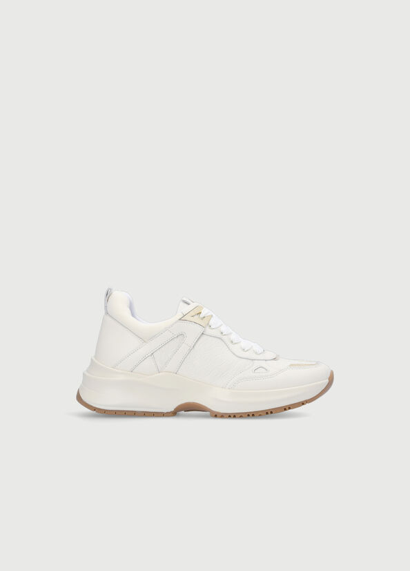 Beige Liu Jo Monogram Leather Women's Sneakers | XLQ-734098