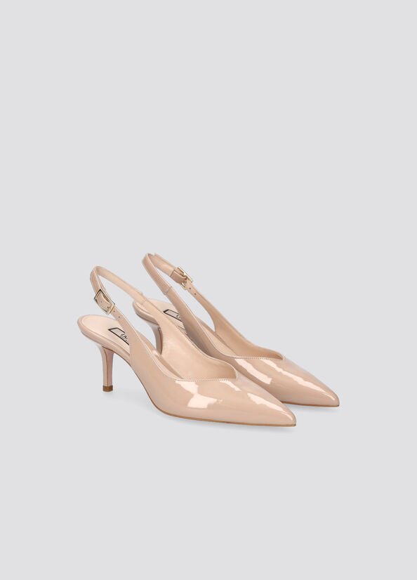 Beige Liu Jo Patent Slingback Women's High Heels | PAW-764109