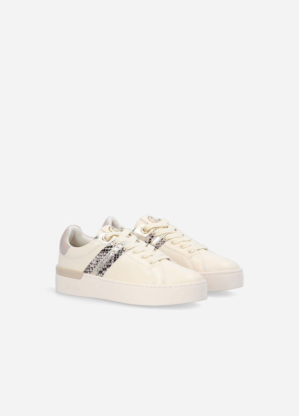 Beige Liu Jo Python-Print Women's Sneakers | ZEU-308729