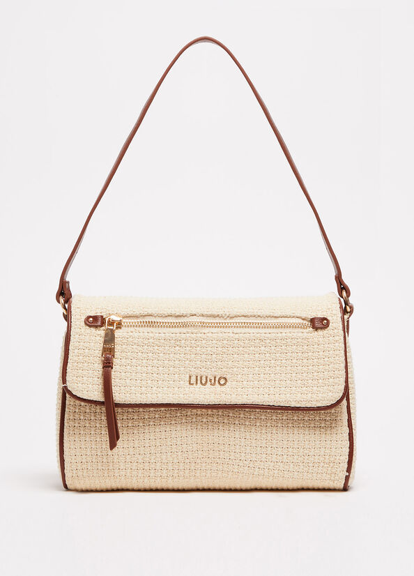 Beige Liu Jo Raffia Women's Handbag | FJL-423605