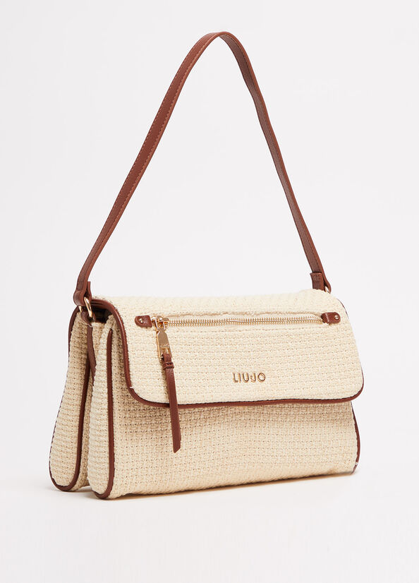 Beige Liu Jo Raffia Women's Handbag | FJL-423605