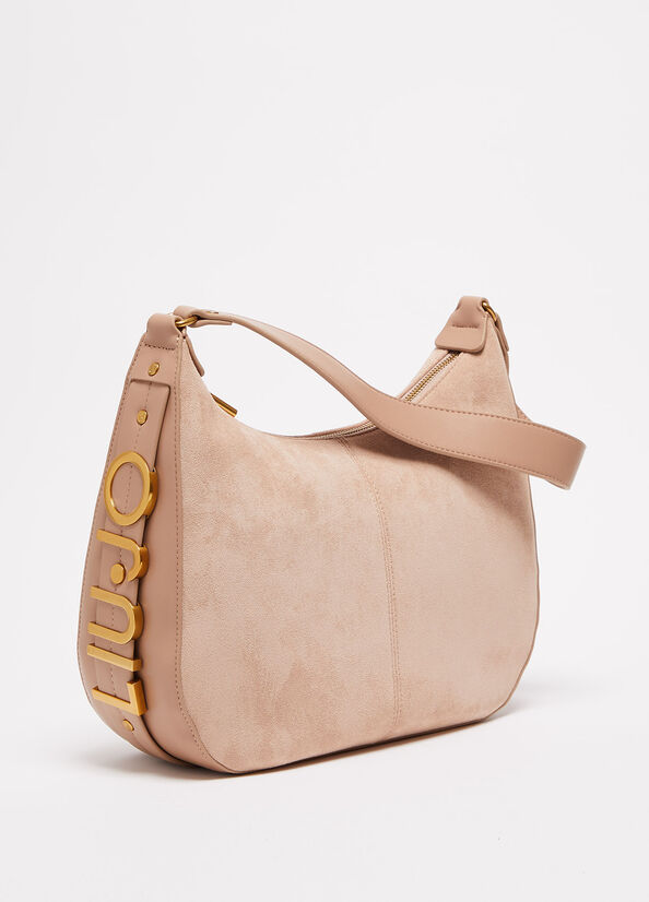 Beige Liu Jo Suede Shoulder Women's Shoulder Bags | BUW-301849