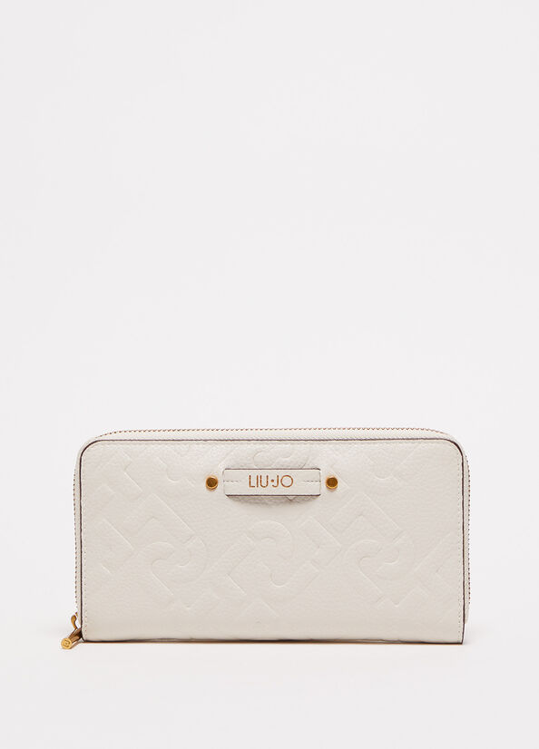 Beige Liu Jo Zip Around With Logo Women\'s Wallets | GJC-360415