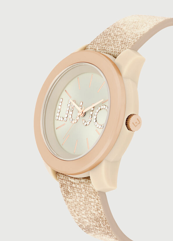 Beige / Pink Liu Jo With Denim Strap Women's Watches | XTN-832601