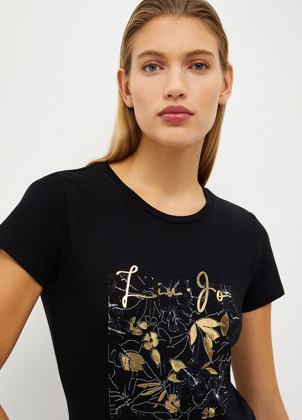 Black / Gold Liu Jo Eco-Friendly Women's T Shirts | WUG-742531