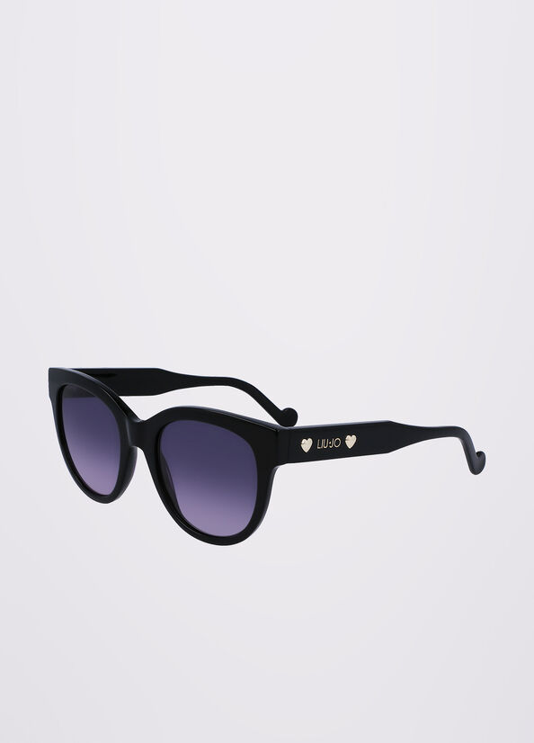 Black Liu Jo Acetate Women's Sunglasses | USJ-509268