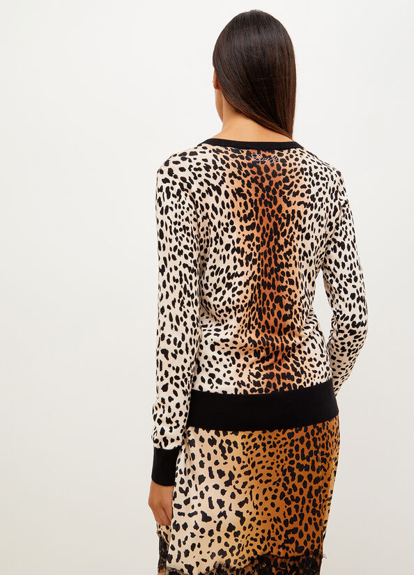 Black Liu Jo Animal Print Women's Sweaters | FNI-037126