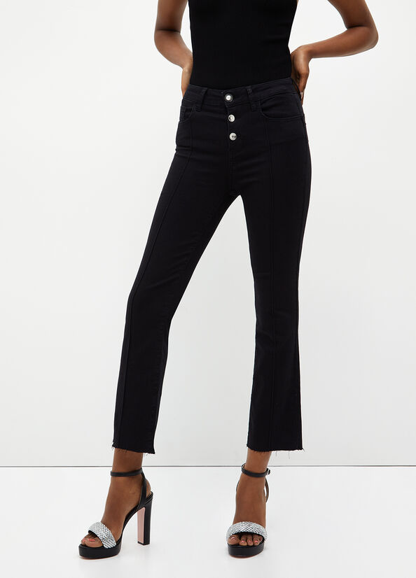 Black Liu Jo Cropped Bottom Up Women\'s Skinny Jeans | YMI-910357