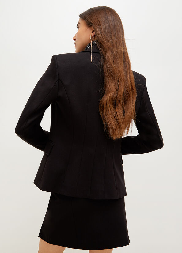 Black Liu Jo Double-Breasted Stretch Blazer Women's Jackets | XZU-350297