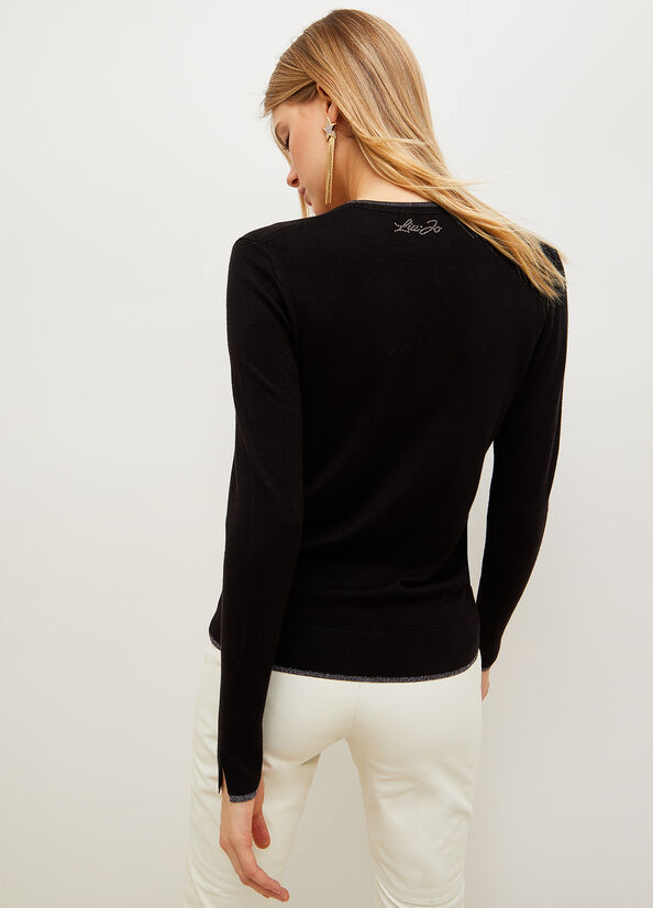 Black Liu Jo Eco-Friendly Lurex® Women's Sweaters | KST-037952