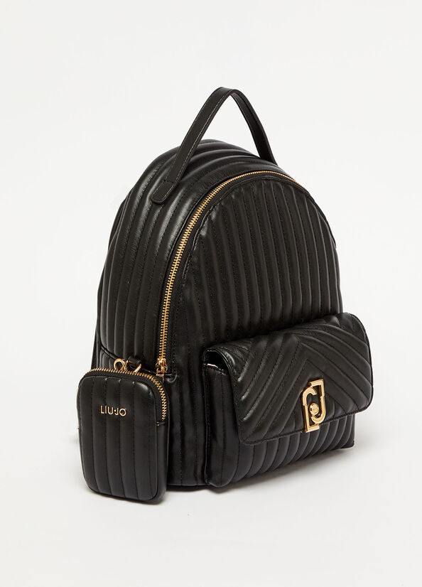 Black Liu Jo Eco-Friendly Quilted Women's Backpacks | JFK-814937