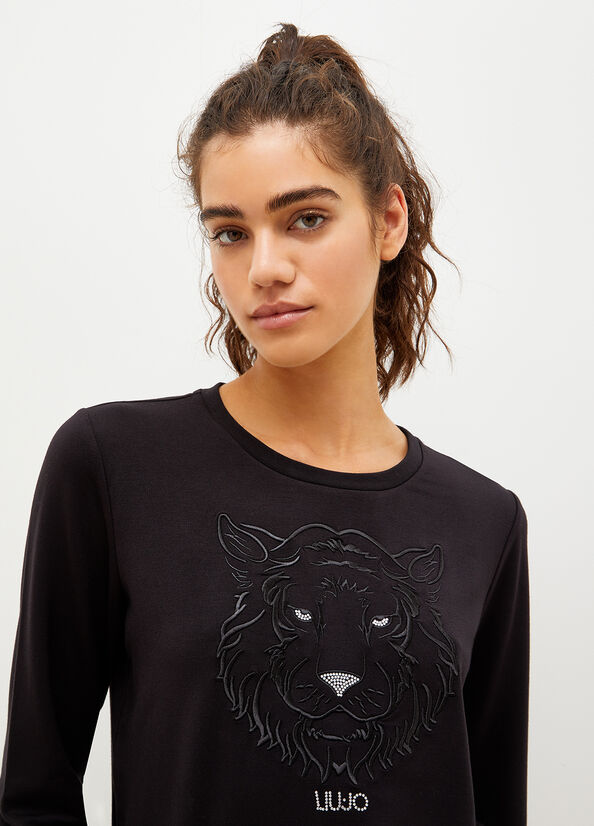 Black Liu Jo Eco-Friendly With Lion Women's Sweatshirts | GLW-094321