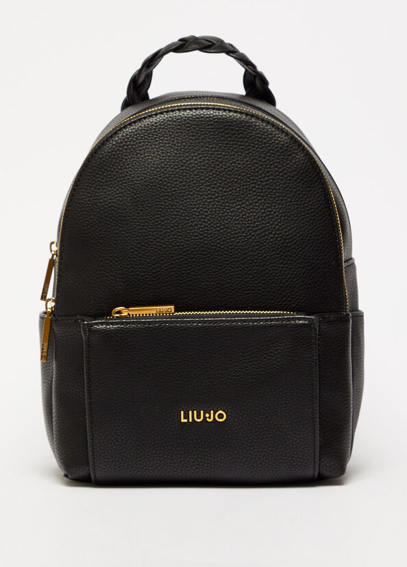 Black Liu Jo Eco-Friendly With Logo Women's Backpacks | DJP-705348