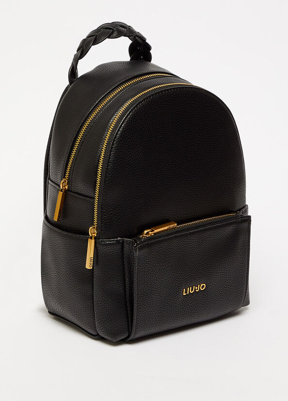 Black Liu Jo Eco-Friendly With Logo Women's Backpacks | DJP-705348