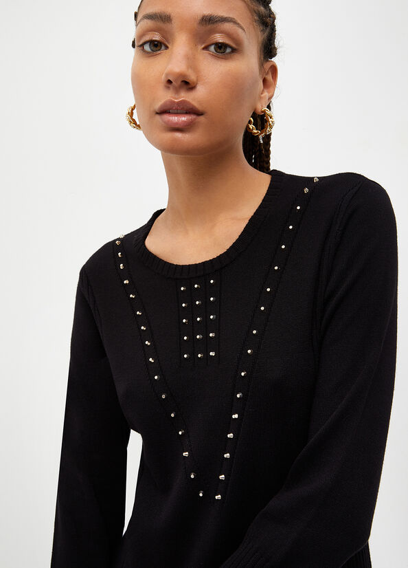 Black Liu Jo Eco-Friendly With Studs Women's Dress | VHA-752319