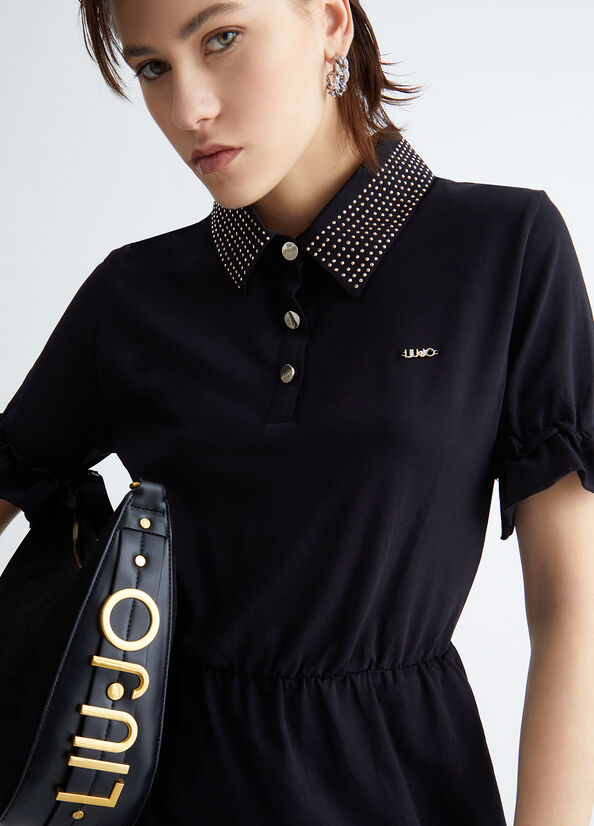 Black Liu Jo Eco-Friendly With Studs Women's Dress | ZRH-104532