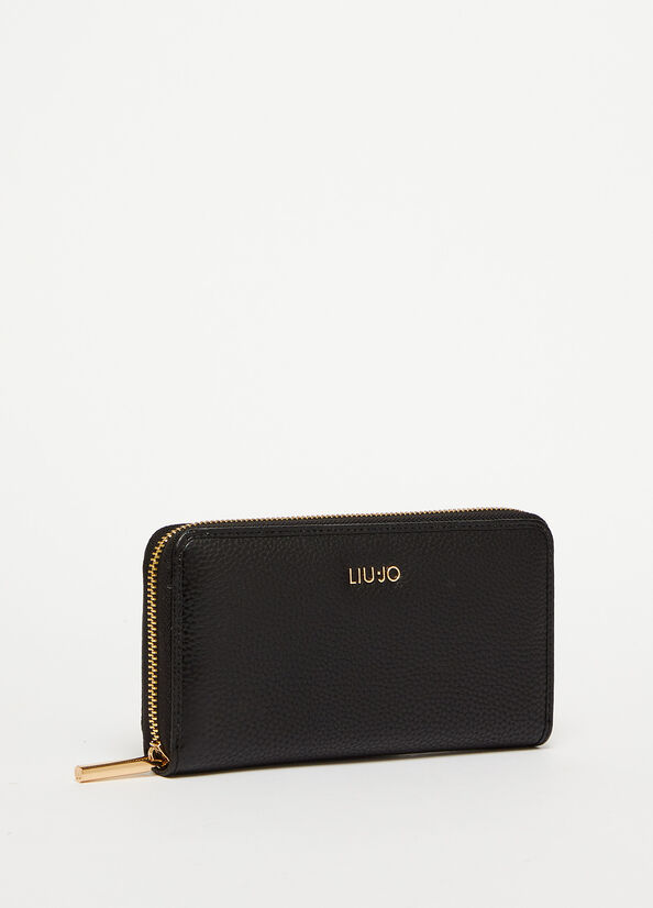 Black Liu Jo Eco-Friendly Zip-Around Women's Wallets | SBE-820634