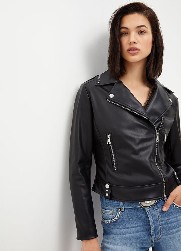 Black Liu Jo Fabric Biker Women's Jackets | UYV-420875