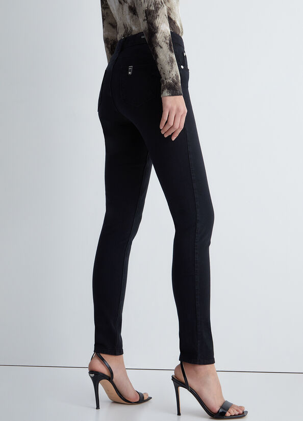 Black Liu Jo High-Waisted Bottom Up Women's Pants | KEG-401569