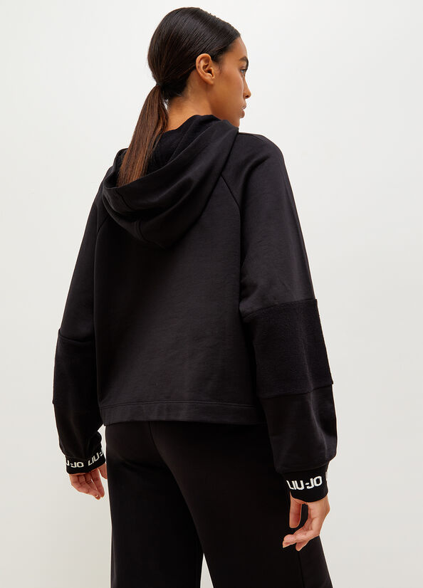 Black Liu Jo Hooded With Gemstones And Logo Women's Sweatshirts | MDB-542109