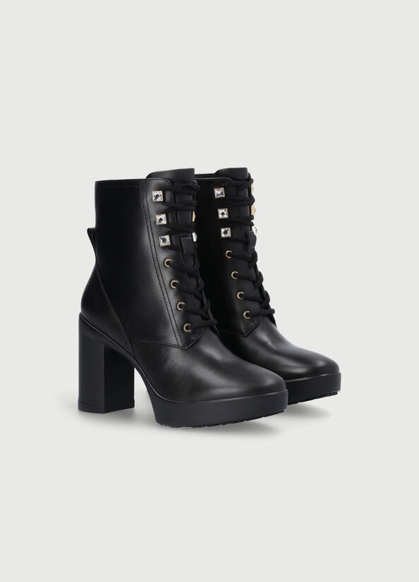 Black Liu Jo Laceup With Wide Heel Women's Ankle Boots | TJK-679401