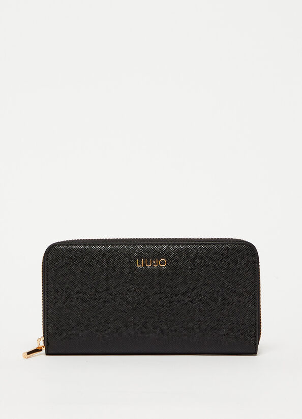 Black Liu Jo Large Zip-Around Women\'s Wallets | GBL-419820