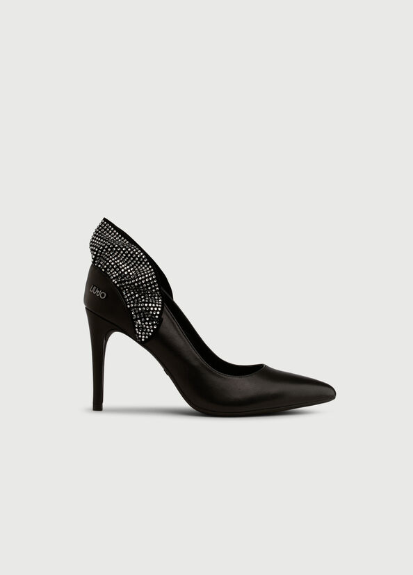 Black Liu Jo Leather With Ruching Women's High Heels | INC-082394