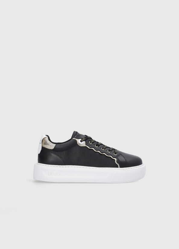 Black Liu Jo Leather Women's Sneakers | QVG-820574