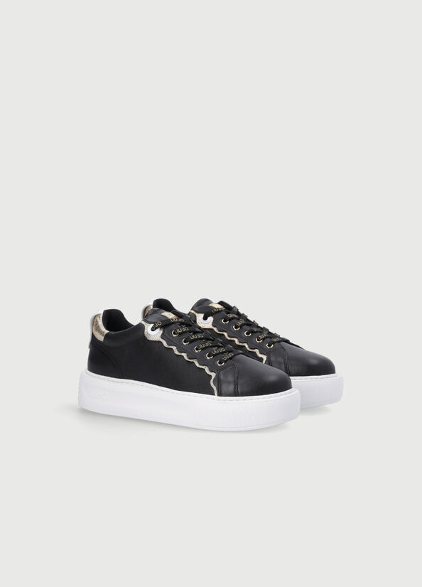 Black Liu Jo Leather Women's Sneakers | QVG-820574