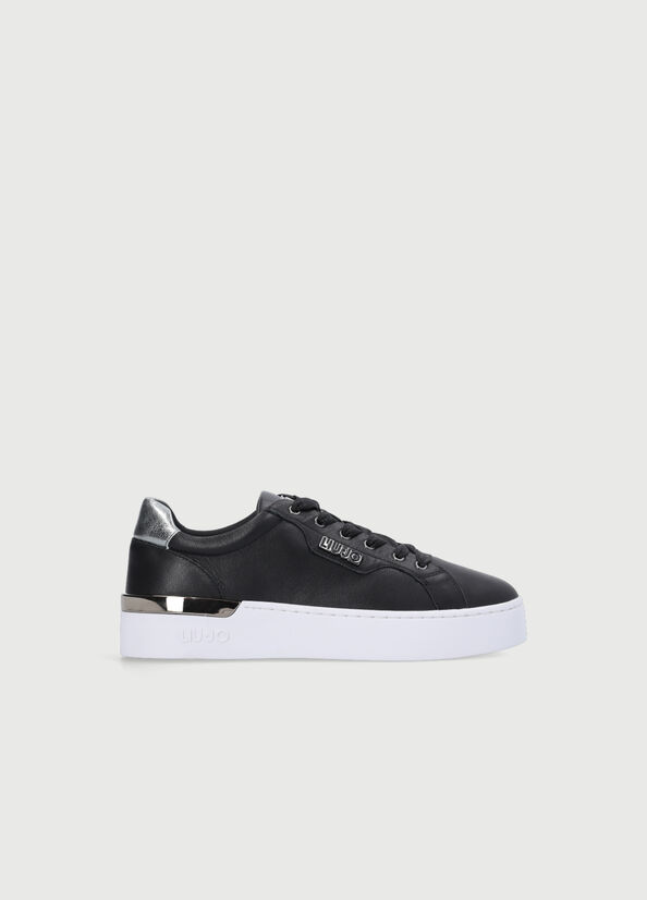 Black Liu Jo Leather Women's Sneakers | XJN-806549