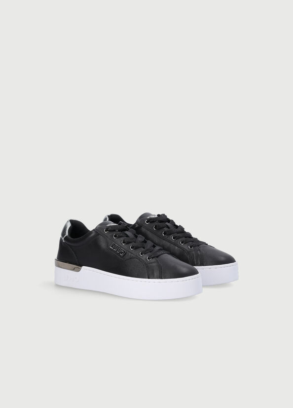 Black Liu Jo Leather Women's Sneakers | XJN-806549