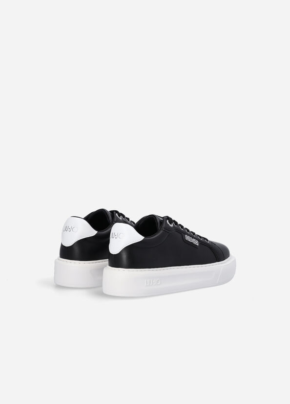 Black Liu Jo Leather Women's Sneakers | ZOY-758201