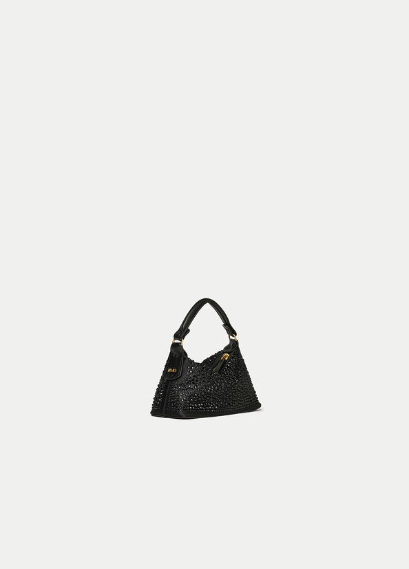 Black Liu Jo Micro Hobo With Gemstones Women's Crossbody Bags | LEO-031985