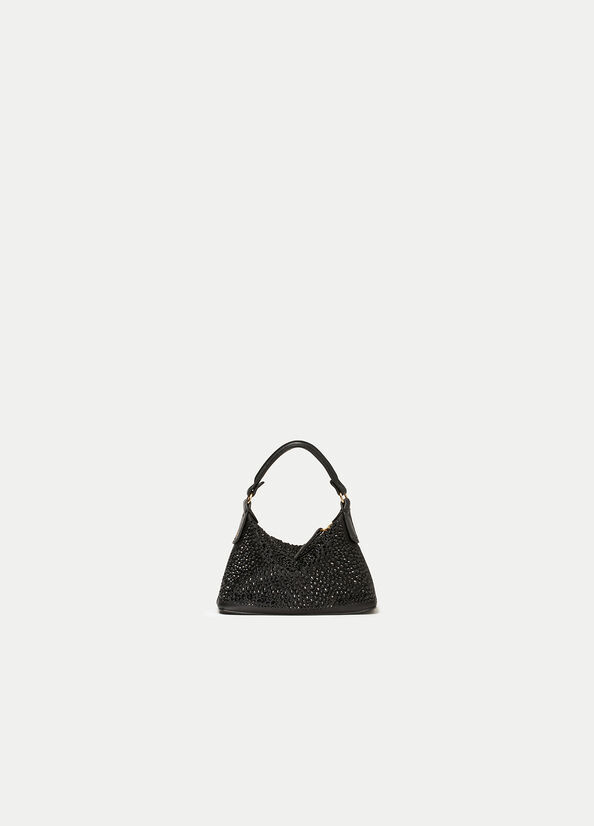 Black Liu Jo Micro Hobo With Gemstones Women's Crossbody Bags | LEO-031985