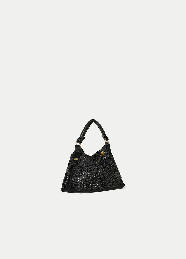 Black Liu Jo Mini Hobo With Gemstones Women's Crossbody Bags | VPC-451693