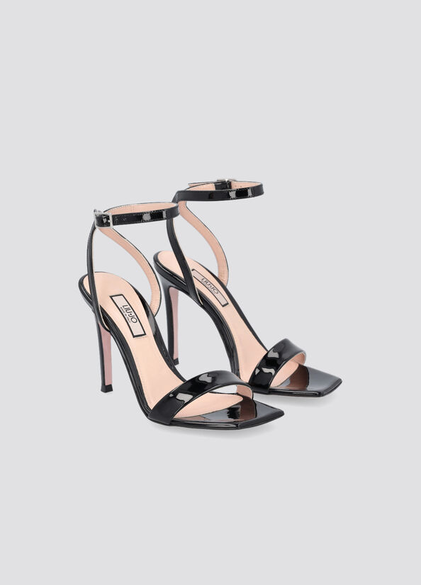 Black Liu Jo Patent Leather Heeled Women's Sandals | XBP-786542