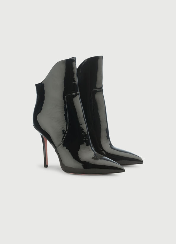 Black Liu Jo Patent Leather With Stiletto Heel Women's Ankle Boots | QCD-192560