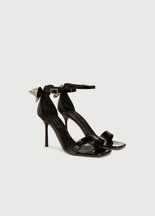 Black Liu Jo Patent Leather With Stiletto Heel Women's Sandals | ZFW-468031