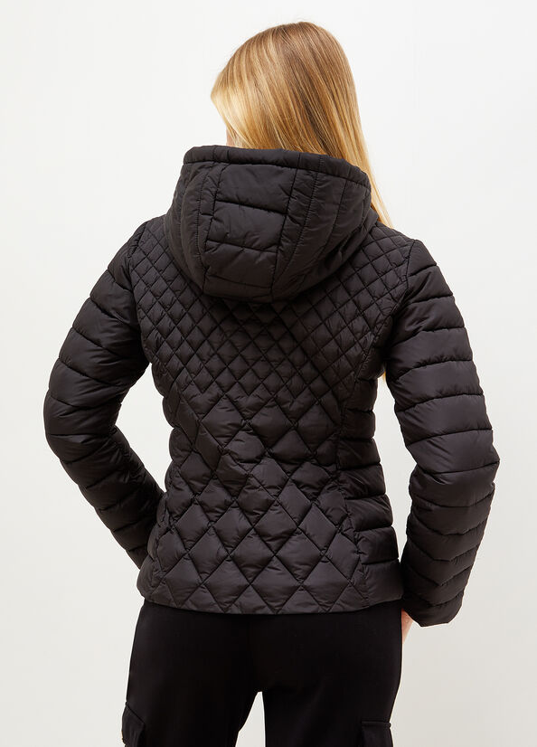 Black Liu Jo Quilted Down With Hood Women's Coats | LXZ-350942