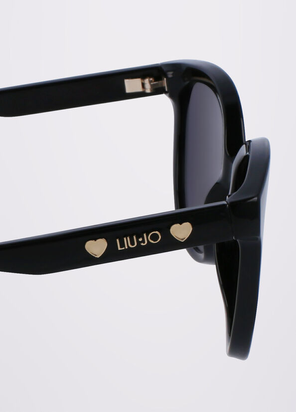 Black Liu Jo Rectangular Women's Sunglasses | KRV-360819