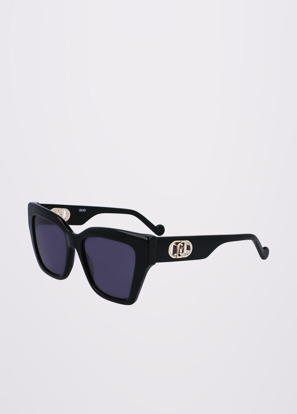 Black Liu Jo Rectangular Women's Sunglasses | TDG-069815