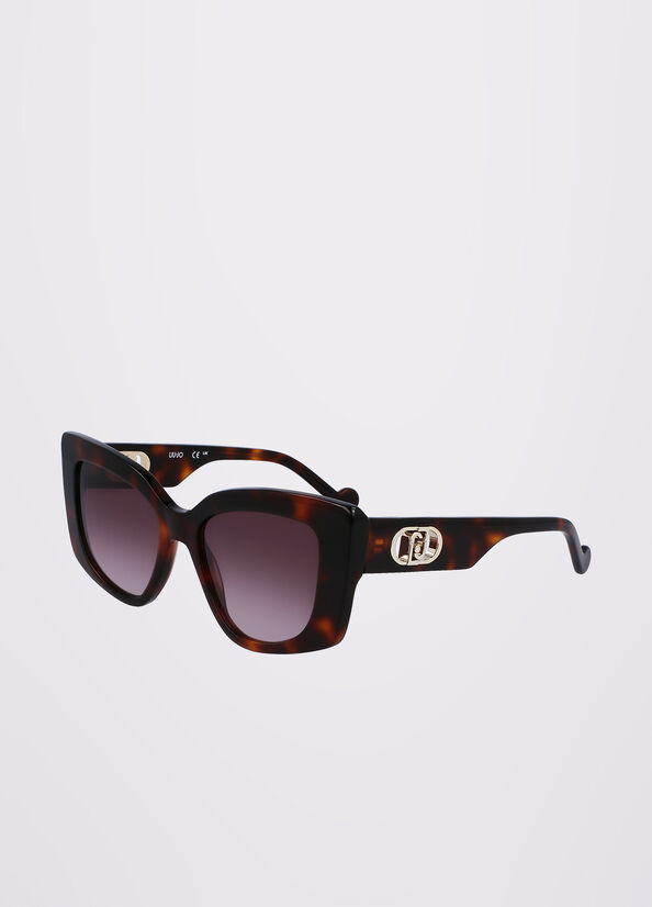 Black Liu Jo Rectangular Women's Sunglasses | YXS-794853