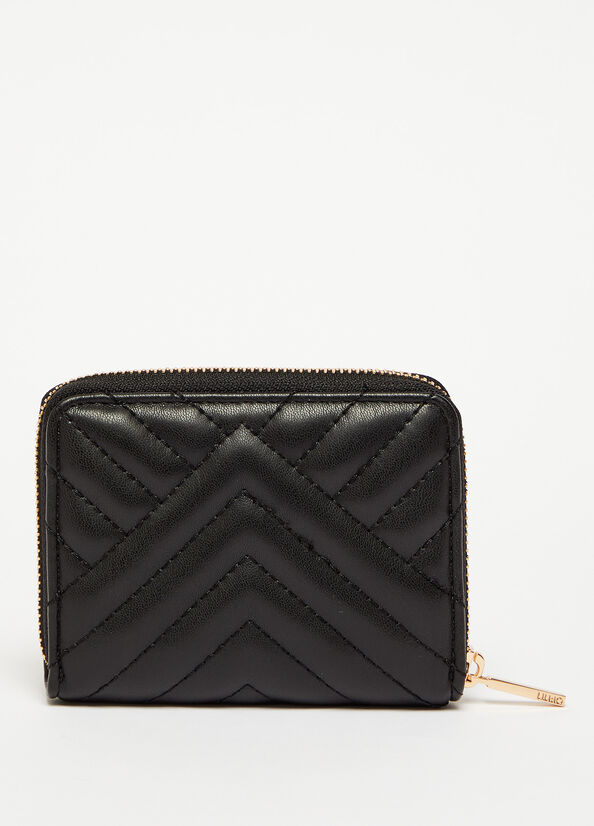 Black Liu Jo Small Eco-Friendly In Matelassé Women's Wallets | TOJ-830642