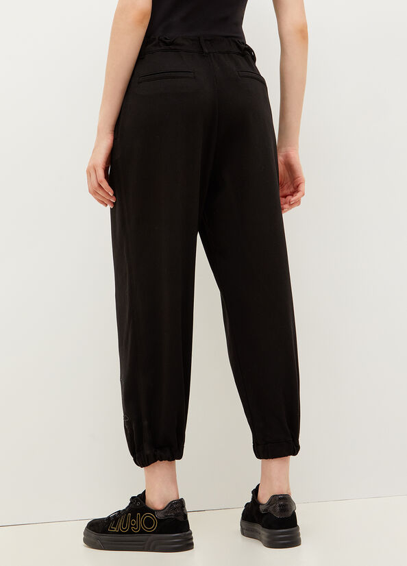 Black Liu Jo Stretch Cotton Fleece Women's Pants | SLY-984532